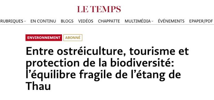 Journal le temps, équilibre fragile de l'étang de thau